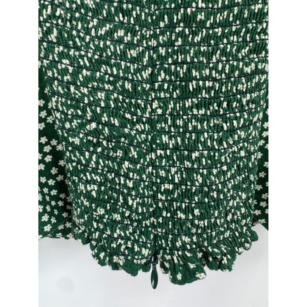 Reformation Hester Crepe Top Womens 10 Green Floral Sweetheart Smocked Back - Picture 7 of 7